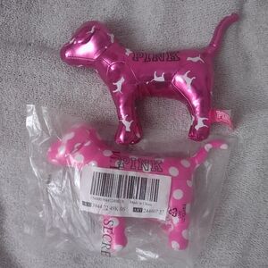 Set Victoria's Secret Pink Metallic and Dots Pink Dog Figurine